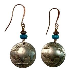 Vintage Buffalo Nickel Dangle Domed Earrings – U.S. Indian Head Coin Jewelry